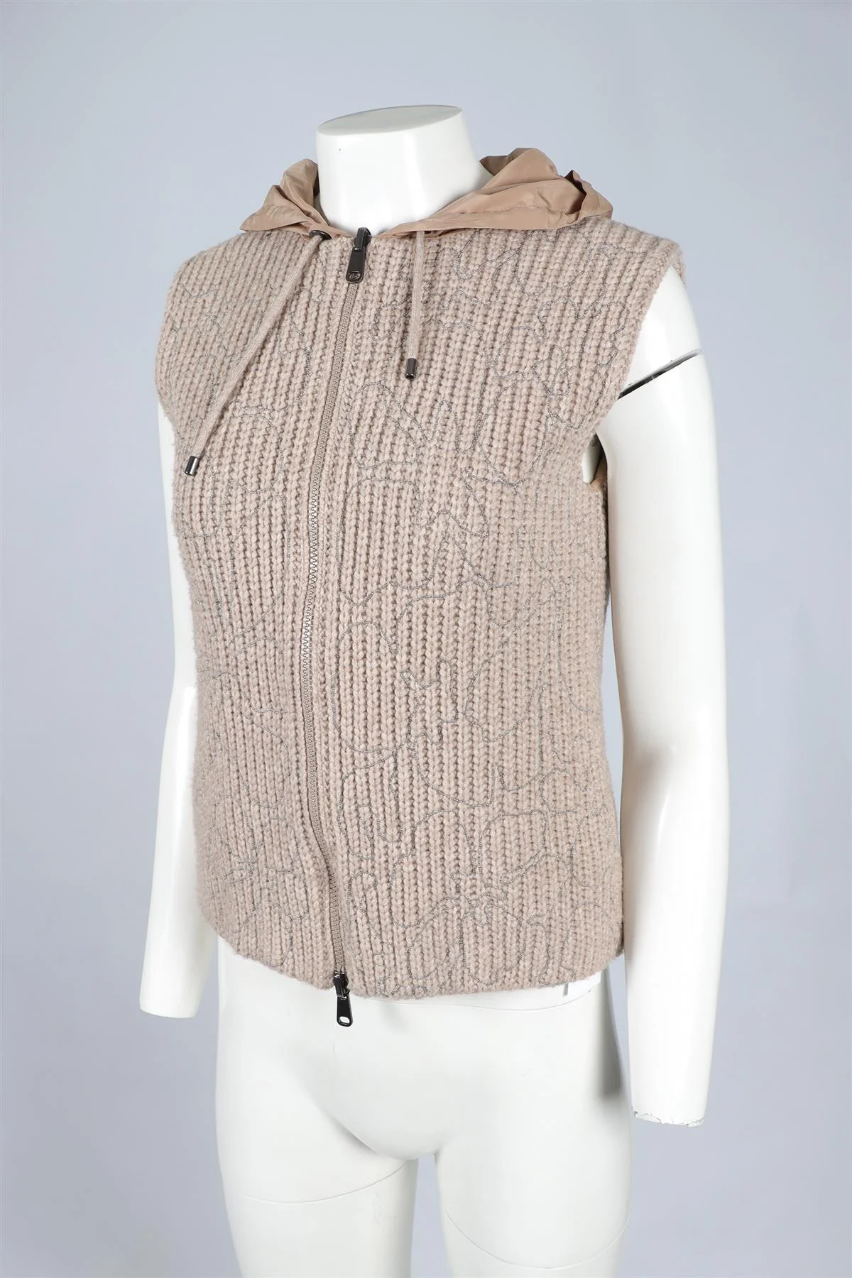 BRUNELLO CUCINELLI BEIGE WOOL AND NYLON VEST SMALL - Image 3