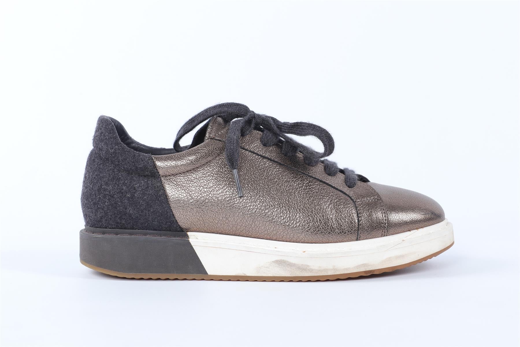 BRUNELLO CUCINELLI BRONZE LEATHER SNEAKERS EU 38 UK 5 US 8 - Image 2