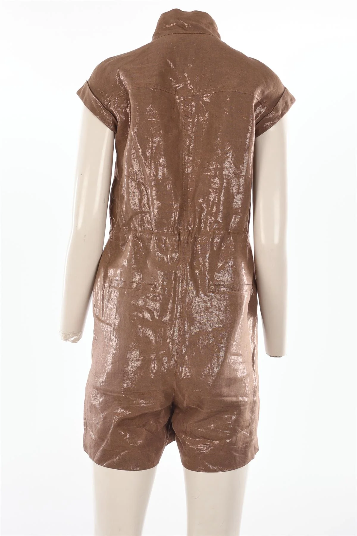 BRUNELLO CUCINELLI BROWN LINEN PLAYSUIT XSMALL - Image 4