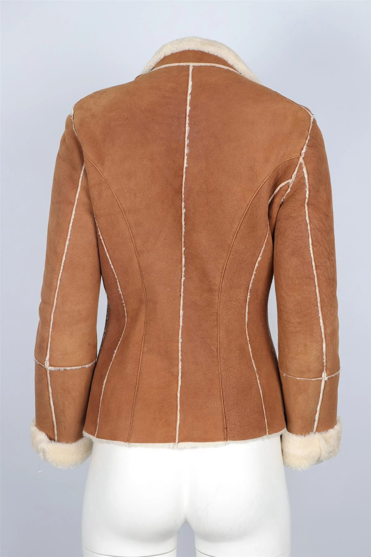 BRUNELLO CUCINELLI BROWN SHEARLING AND SUEDE JACKET IT 40 UK 8 - Image 4