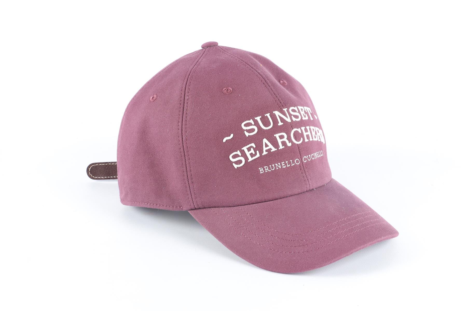 BRUNELLO CUCINELLI BURGUNDY MEN'S COTTON BASEBALL CAP ONE SIZE - Image 2