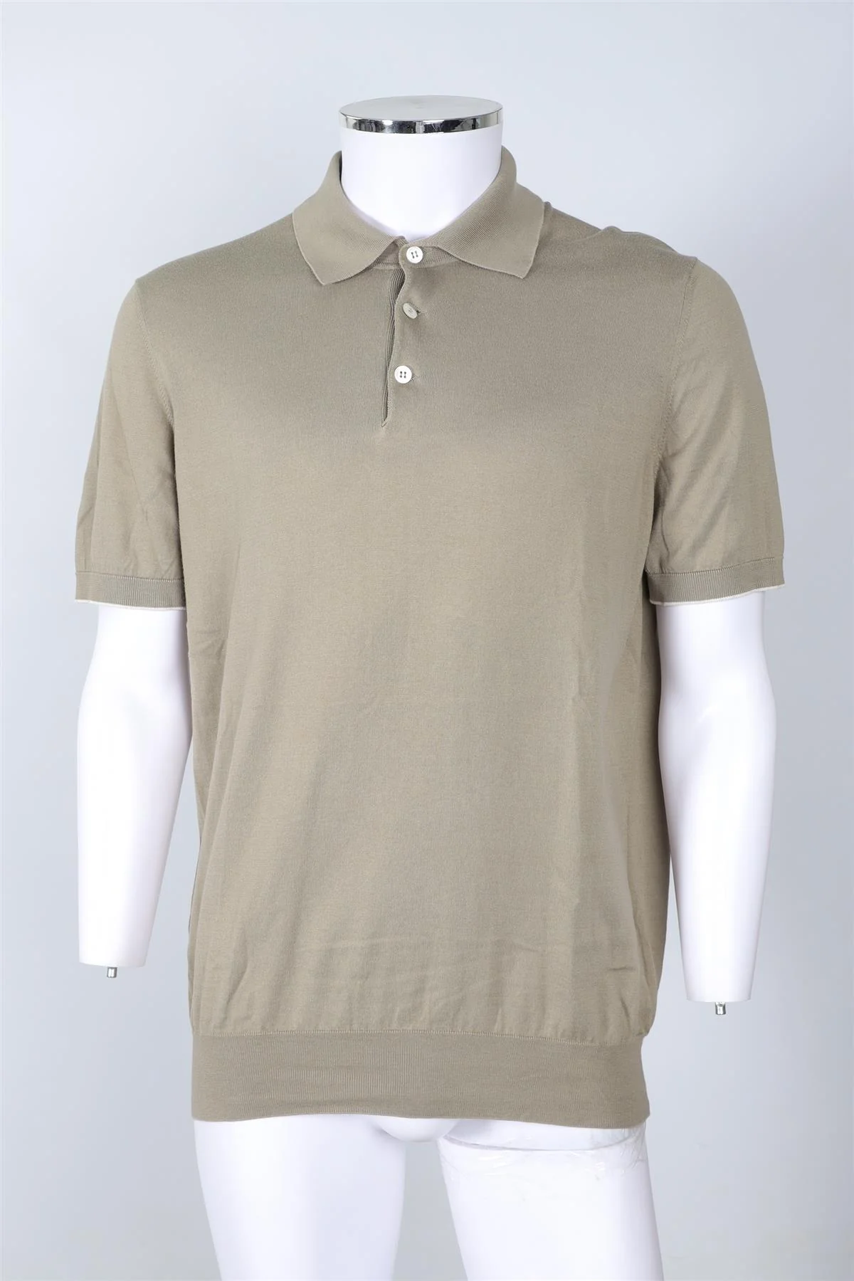 BRUNELLO CUCINELLI GREEN MEN'S COTTON POLO SHIRT IT 54 UK 44 - Image 2