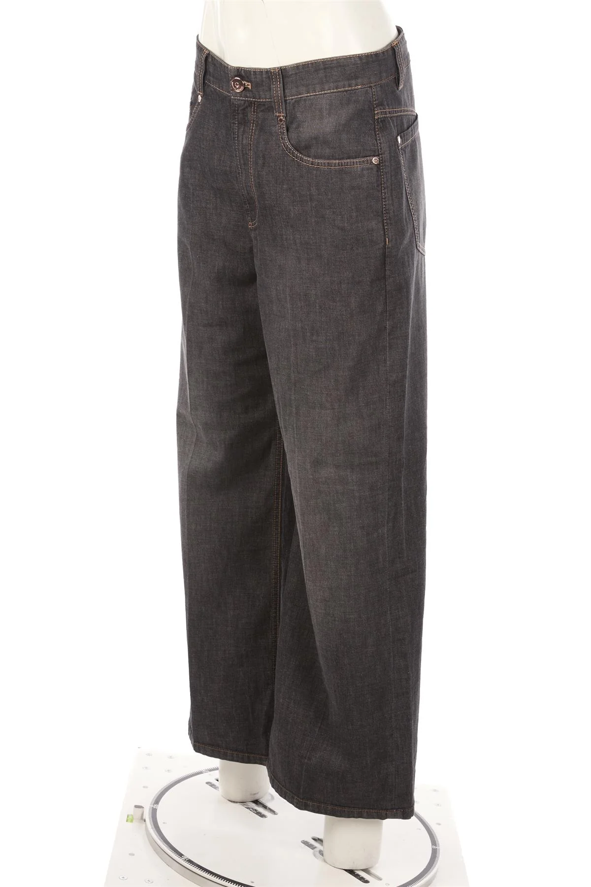 BRUNELLO CUCINELLI GREY HIGH RISE WIDE LEG JEANS IT 40 UK 8 - Image 3