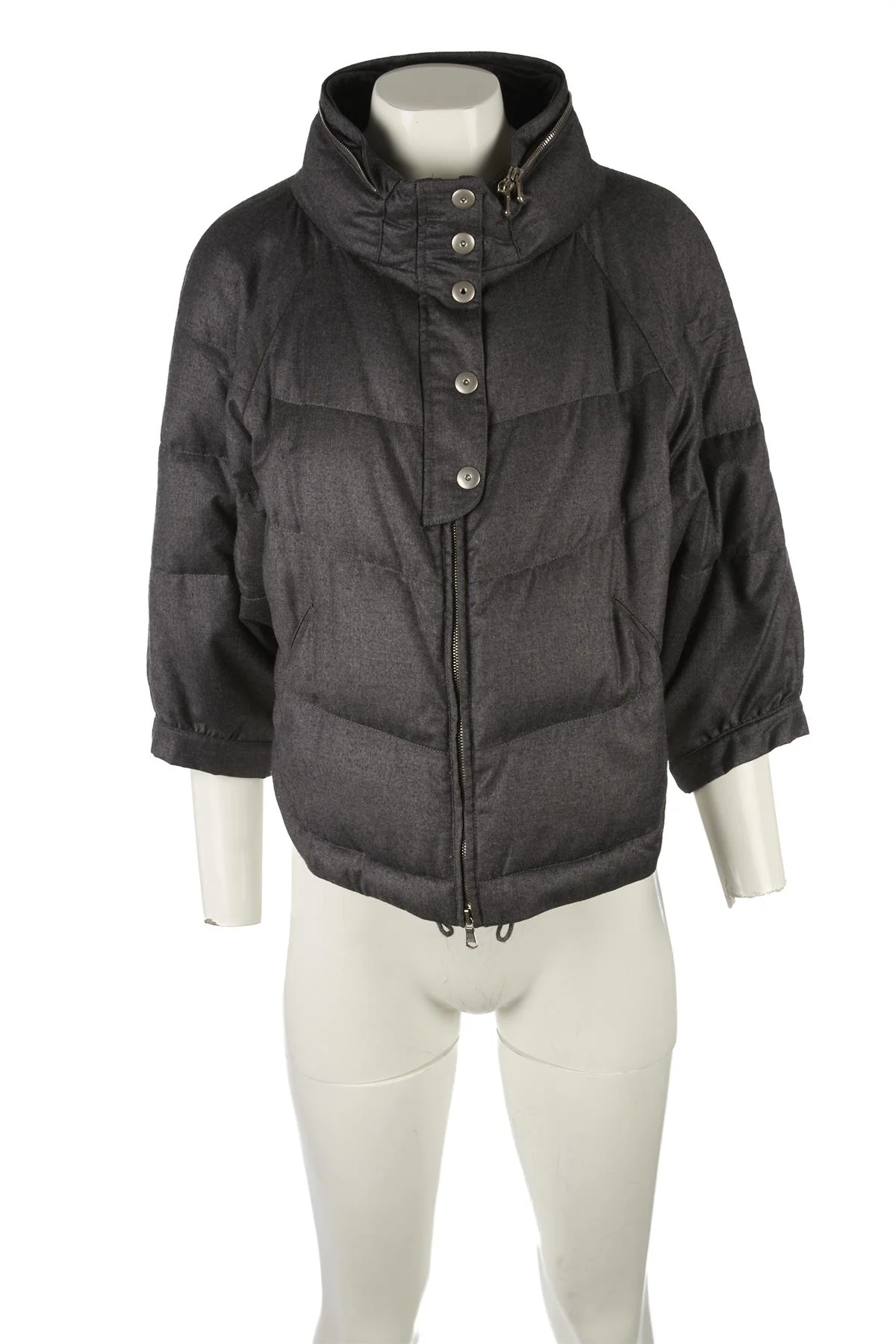 BRUNELLO CUCINELLI GREY PADDED DOWN JACKET IT 40 UK 8 - Image 2
