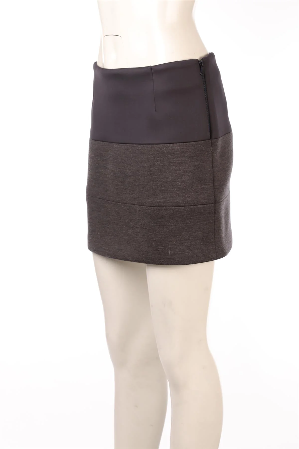 BRUNELLO CUCINELLI GREY WOOL MINI SKIRT IT 40 UK 8 - Image 3