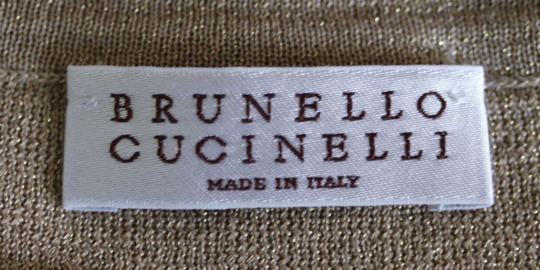 BRUNELLO CUCINELLI METALLIC FRINGE TRIMMED COTTON BLEND TOP SMALL - Image 4