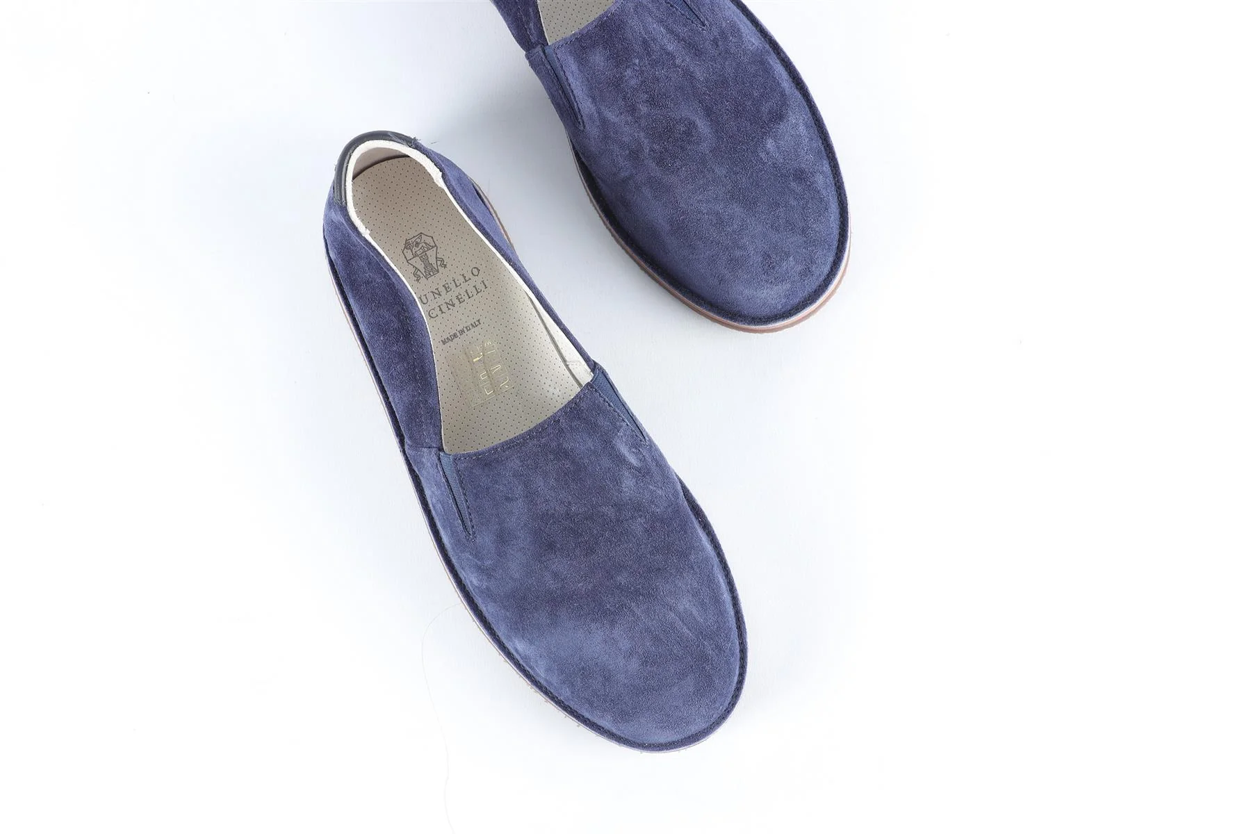 BRUNELLO CUCINELLI NAVY KIDS BOYS SUEDE LOAFERS EU 35 UK 2.5 US 3.5 - Image 4
