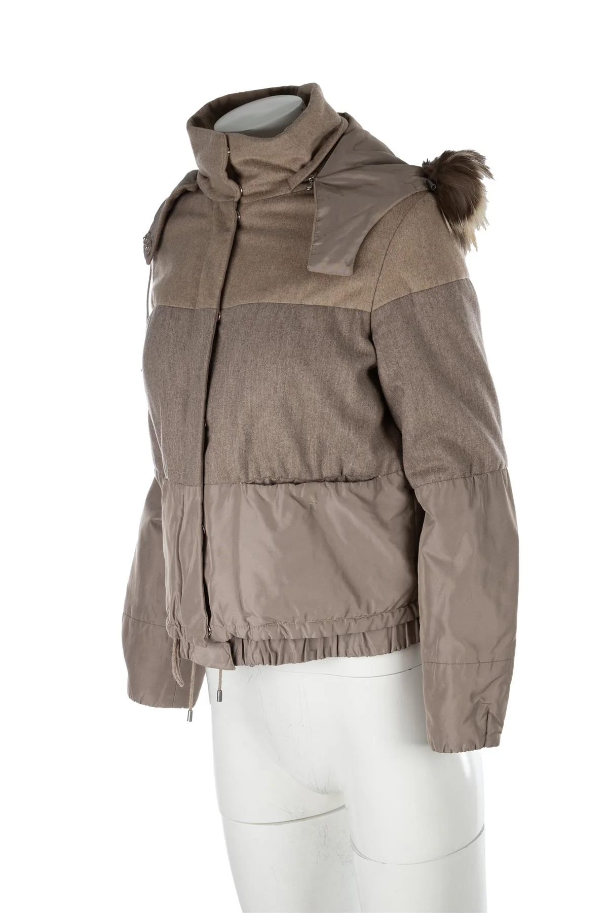 BRUNELLO CUCINELLI TAUPE FUR AND CASHMERE JACKET IT 40 UK 8 - Image 3
