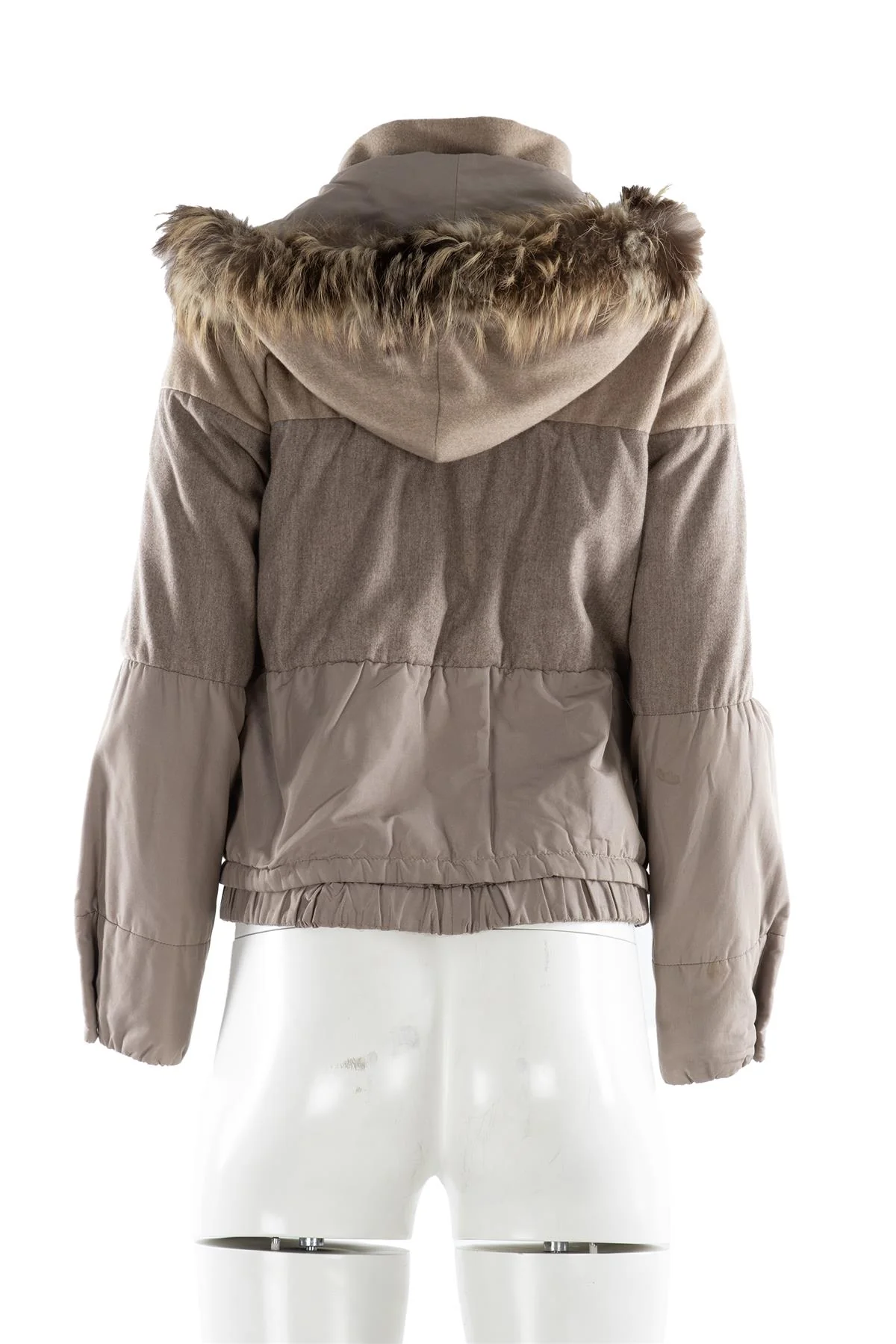 BRUNELLO CUCINELLI TAUPE FUR AND CASHMERE JACKET IT 40 UK 8 - Image 4