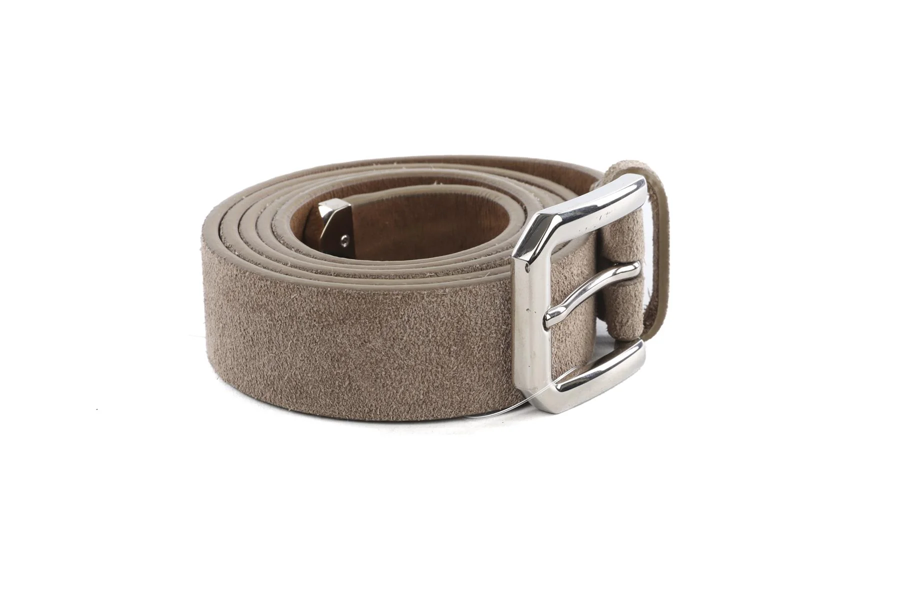 BRUNELLO CUCINELLI TAUPE MEN'S SUEDE BELT 105CM - Image 3