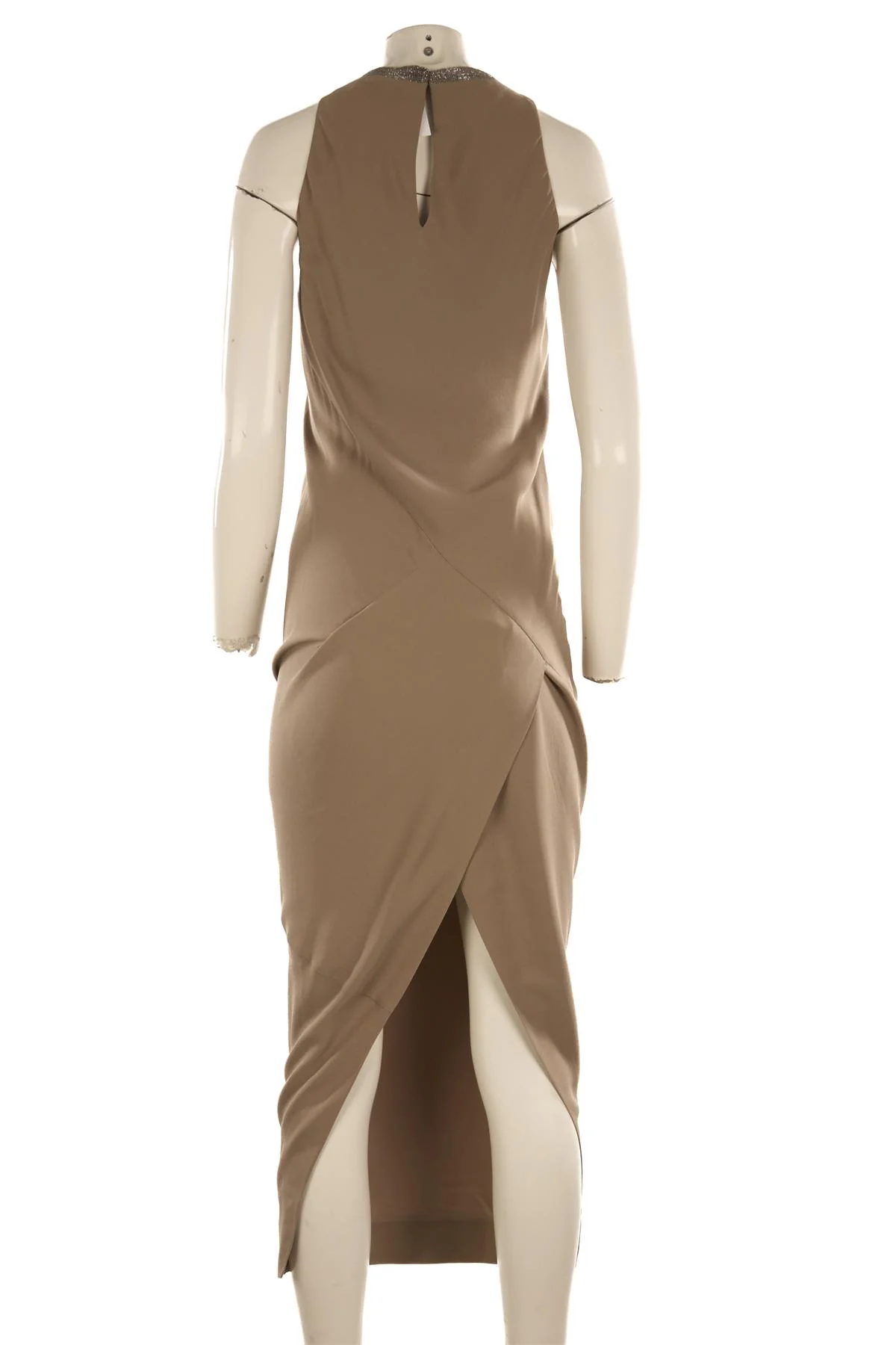 BRUNELLO CUCINELLI TAUPE SILK MAXI DRESS SMALL - Image 4