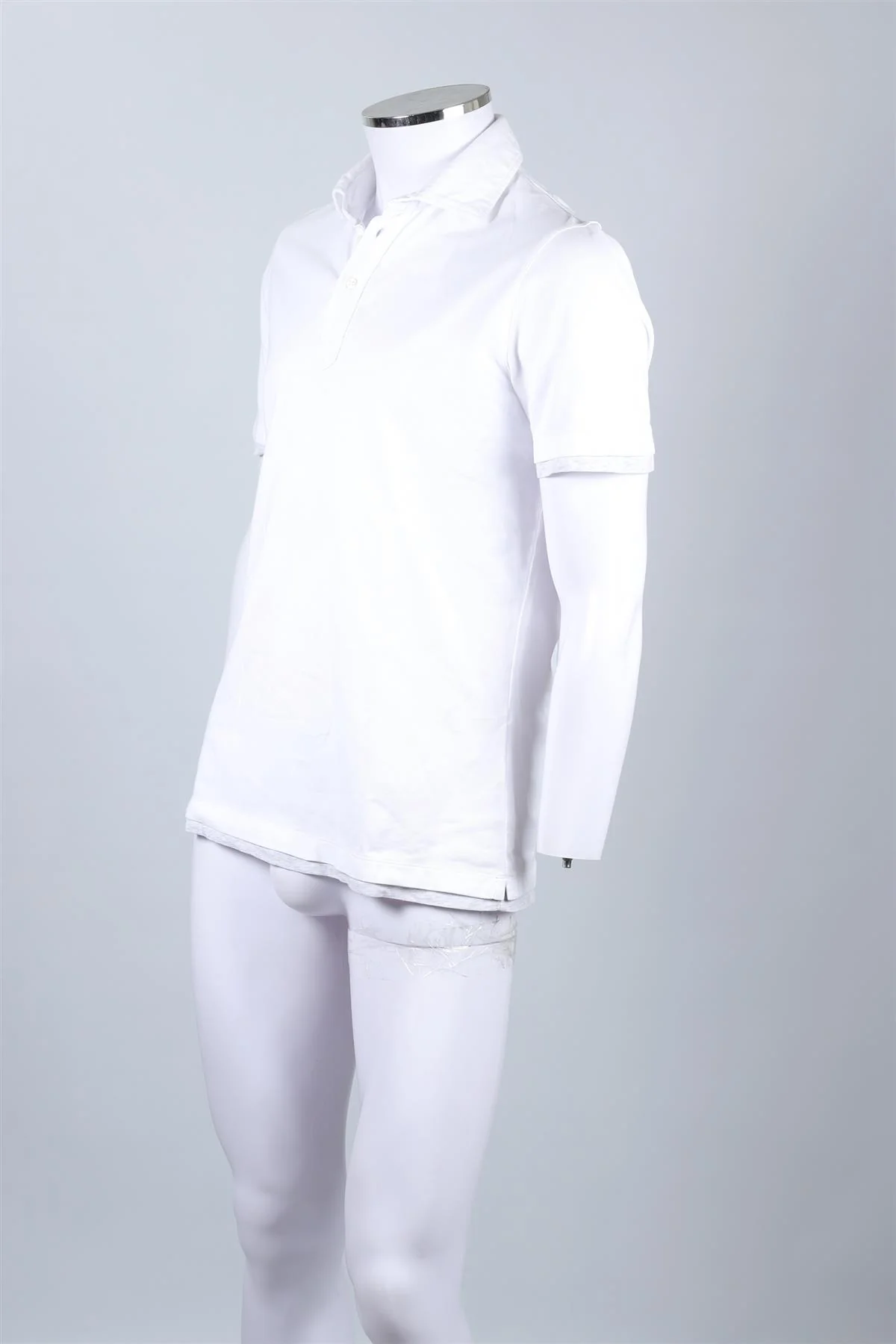 BRUNELLO CUCINELLI WHITE MEN'S COTTON POLO SHIRT MEDIUM - Image 3