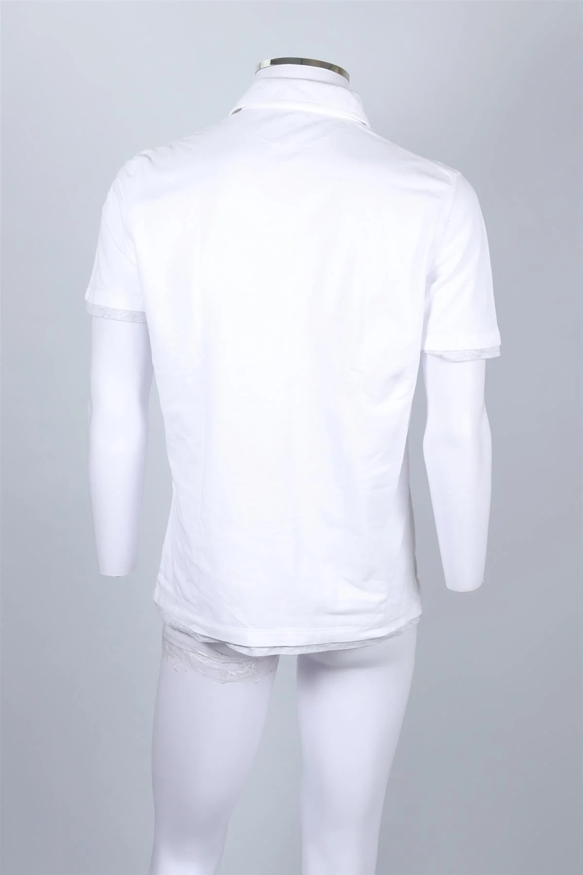 BRUNELLO CUCINELLI WHITE MEN'S COTTON POLO SHIRT MEDIUM - Image 4