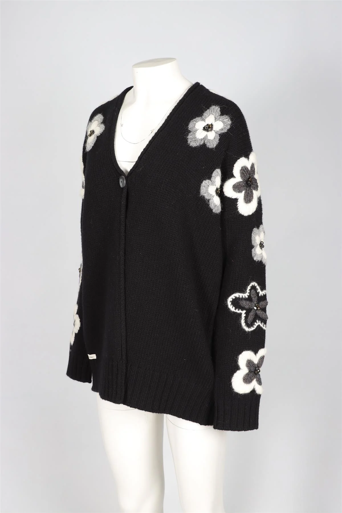 BRUNO MANETTI BLACK WOOL CARDIGAN IT 44 UK 12 - Image 3