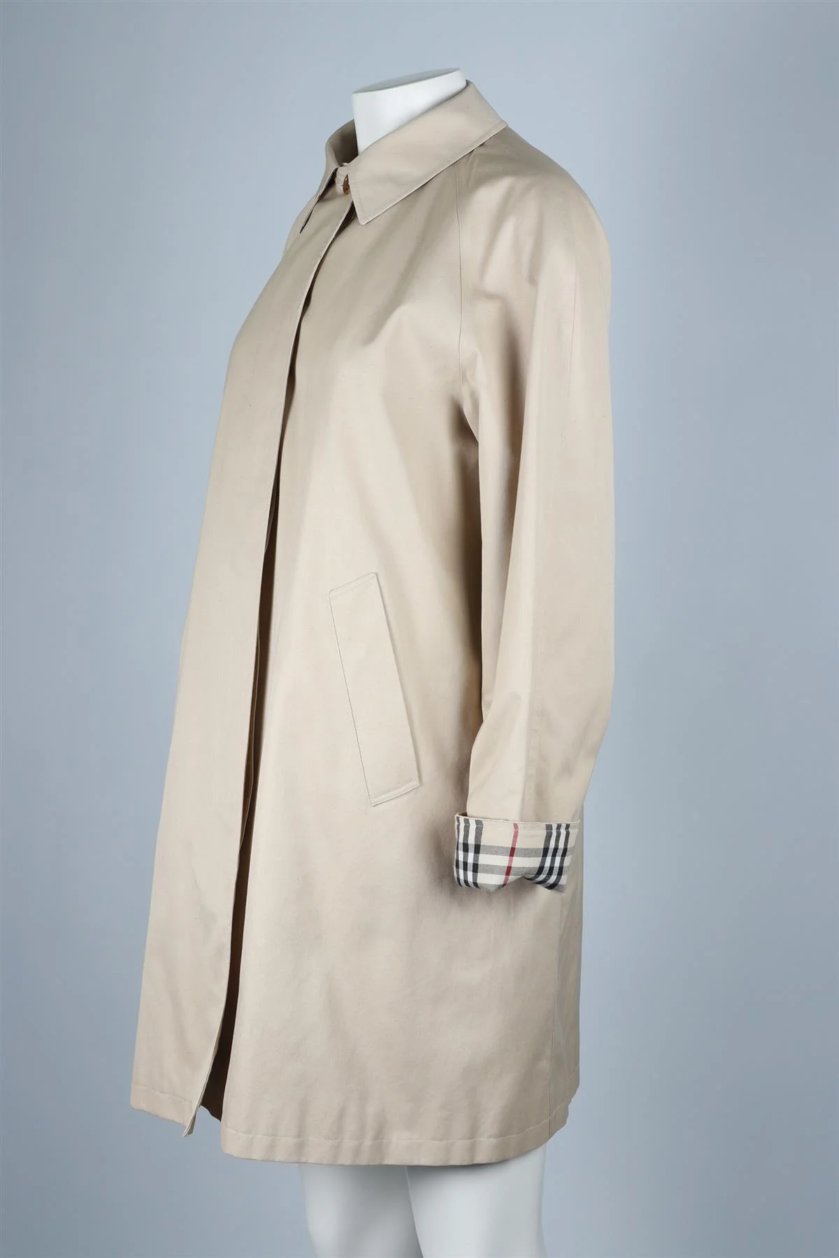 BURBERRY BEIGE COTTON COAT UK 12 - Image 3