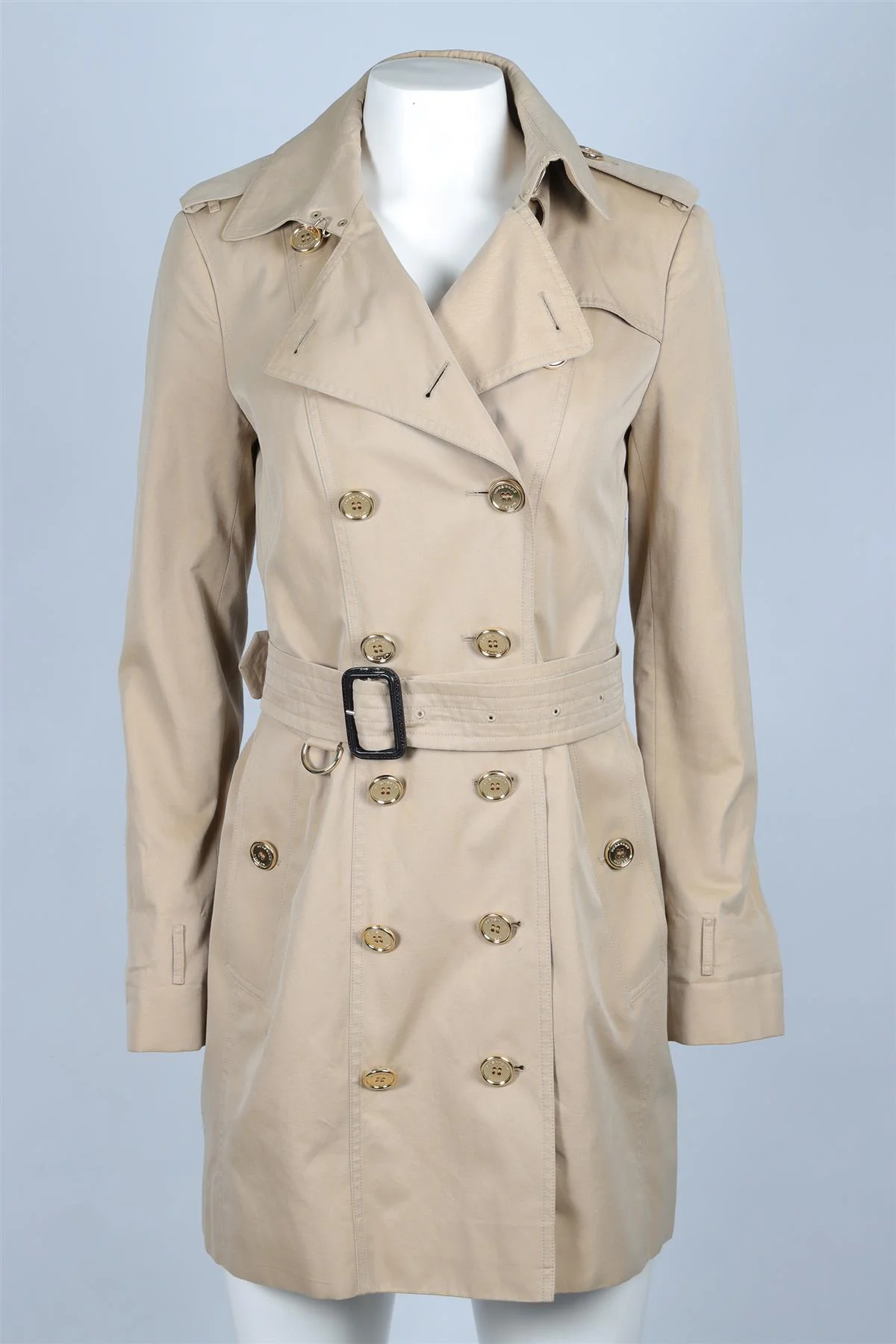 BURBERRY BEIGE COTTON TRENCH COAT UK 10 - Image 2