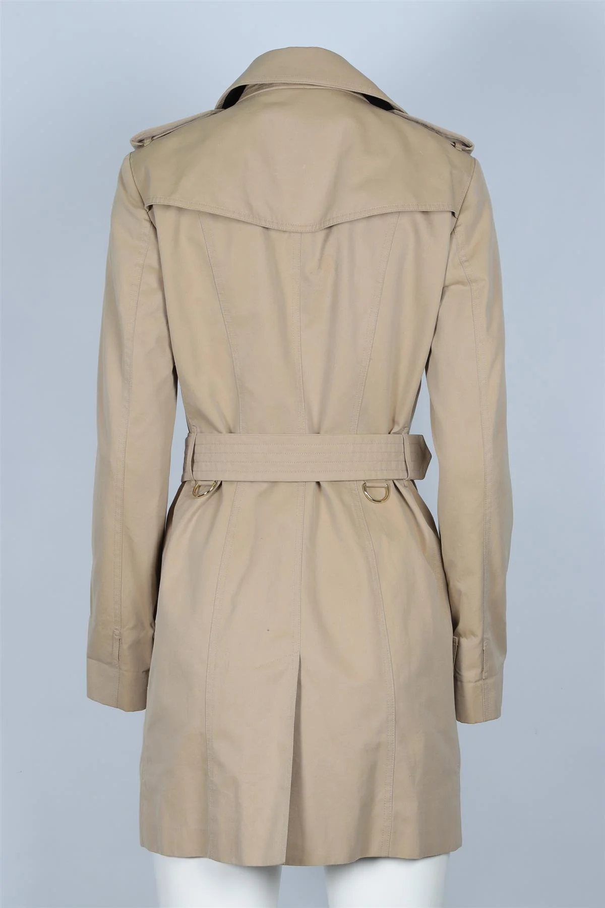 BURBERRY BEIGE COTTON TRENCH COAT UK 10 - Image 4