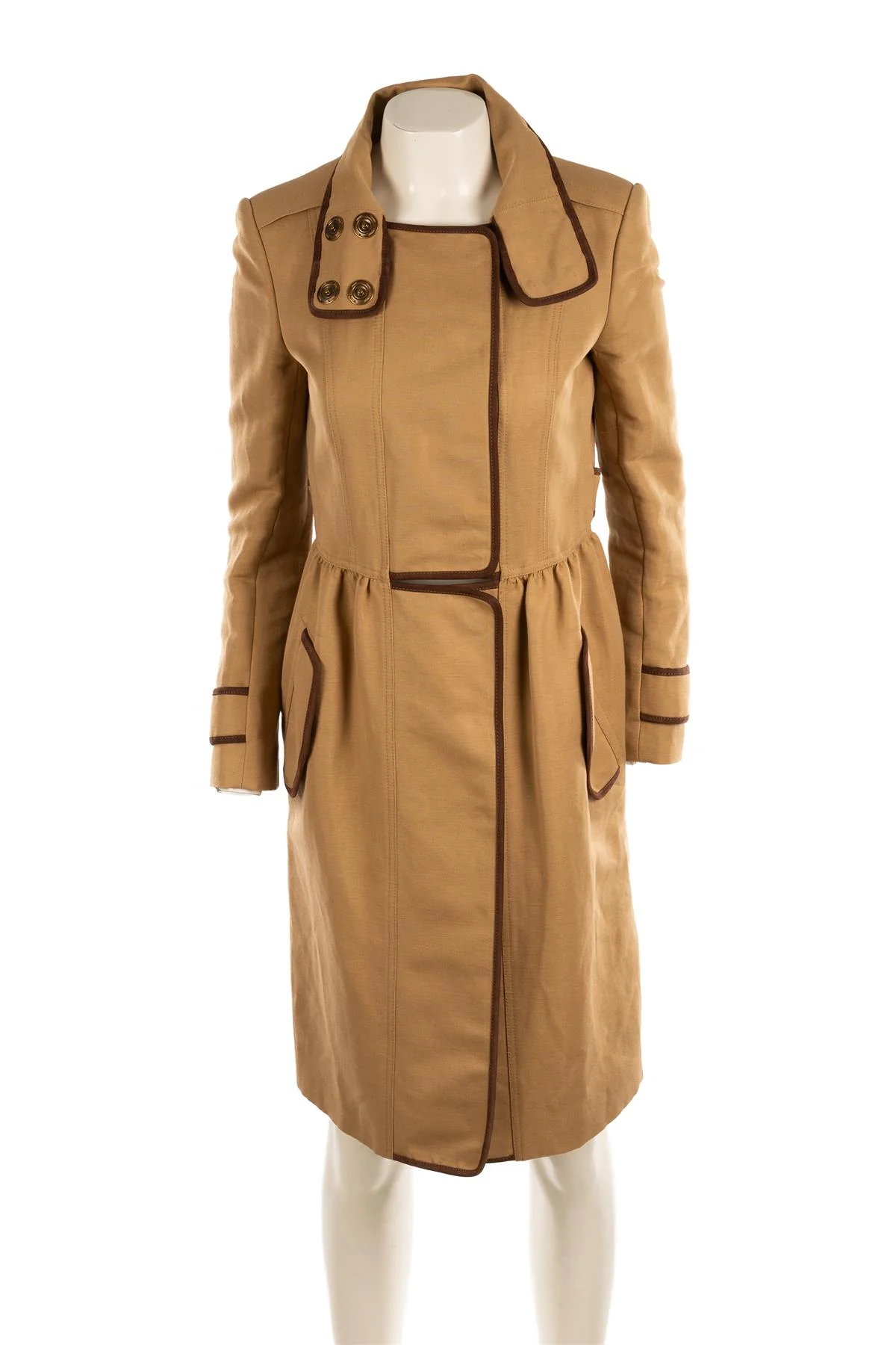 BURBERRY BEIGE LINEN TRENCH COAT IT 42 UK 10 - Image 2