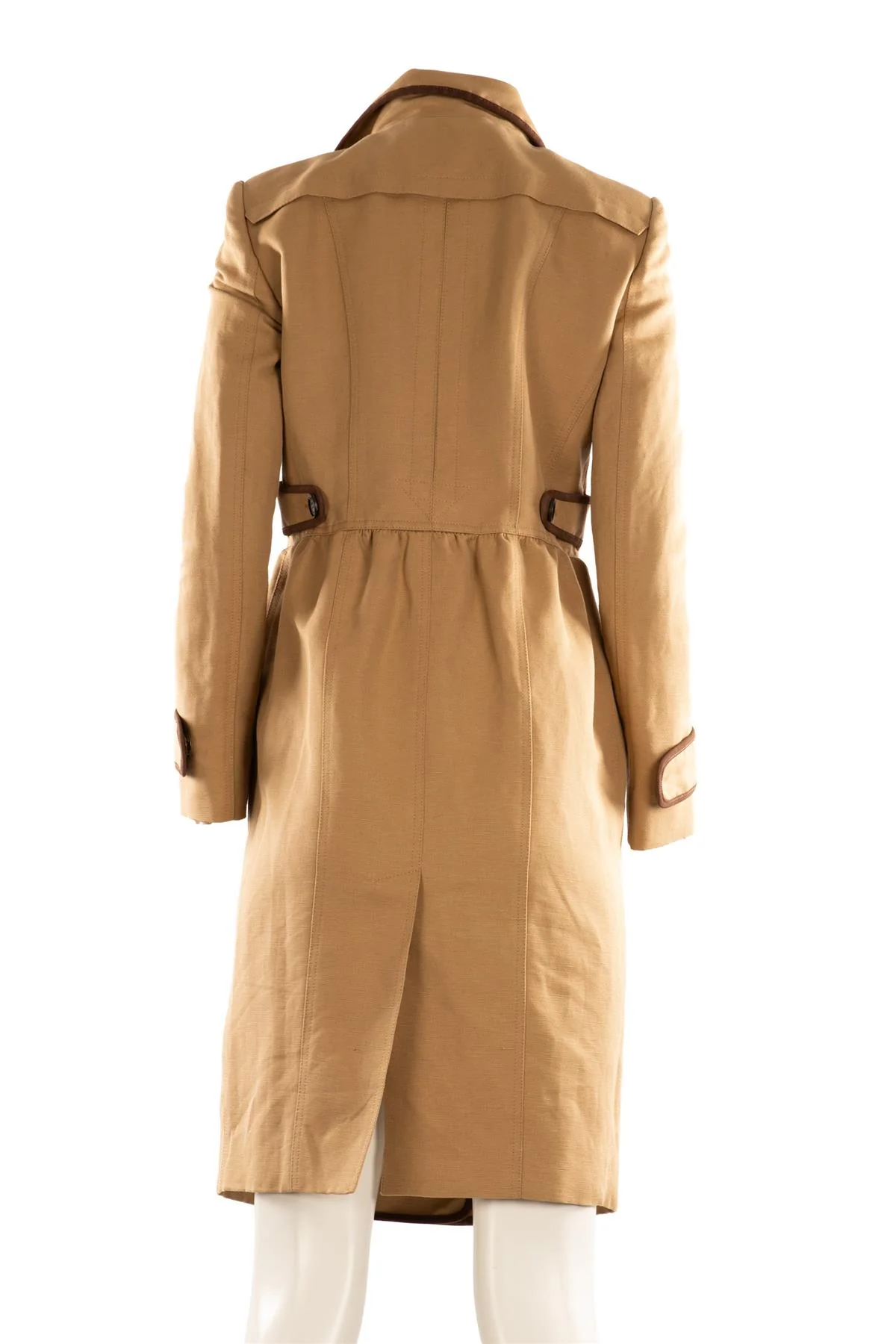 BURBERRY BEIGE LINEN TRENCH COAT IT 42 UK 10 - Image 4