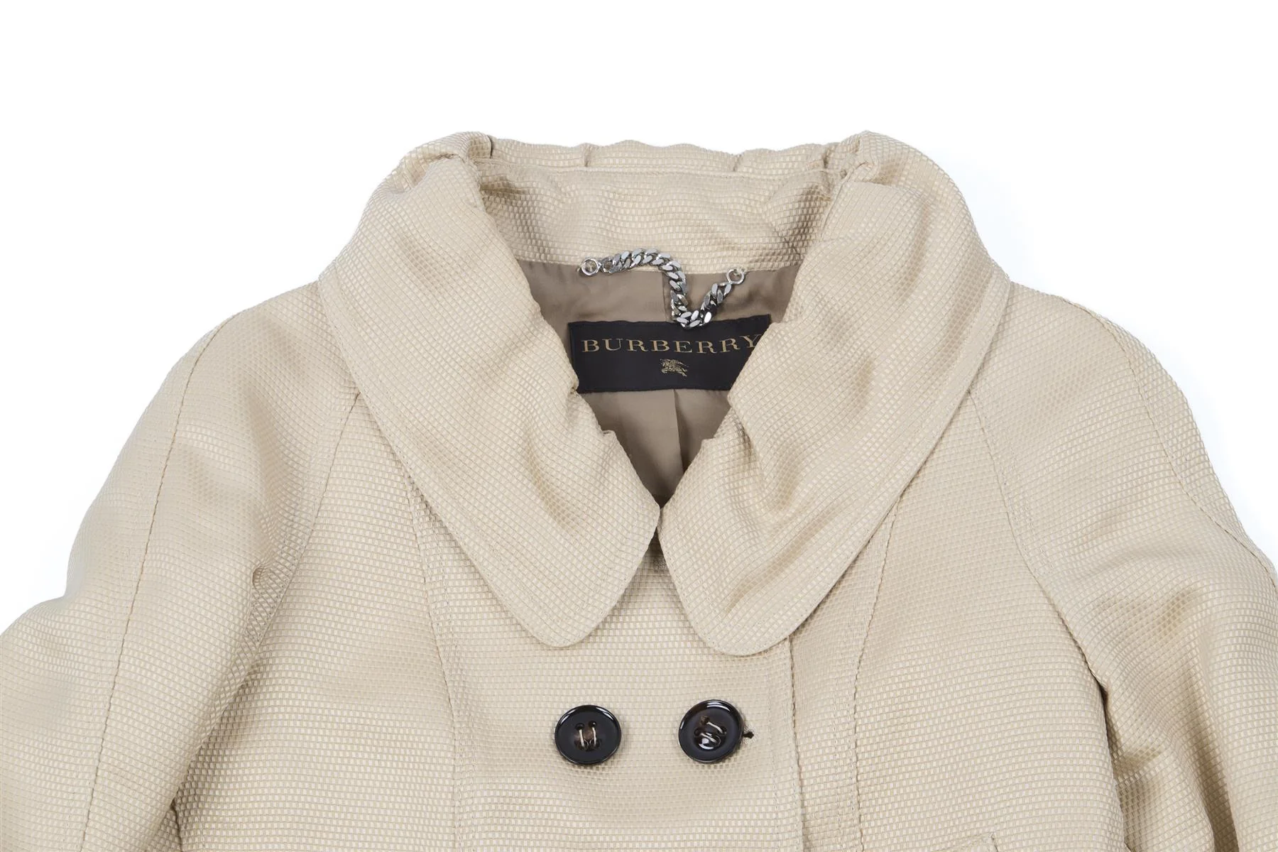BURBERRY BEIGE SILK JACKET IT 38 UK 6 - Image 3