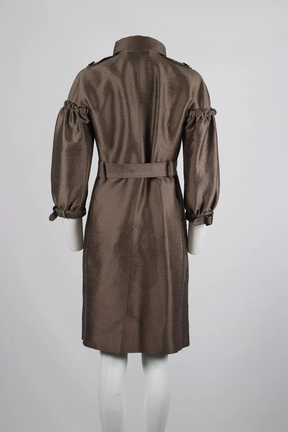 BURBERRY BELTED DOUBLE BREASTED WOOL AND SILK BLEND TRENCH COAT IT 44 UK 12 - Image 4