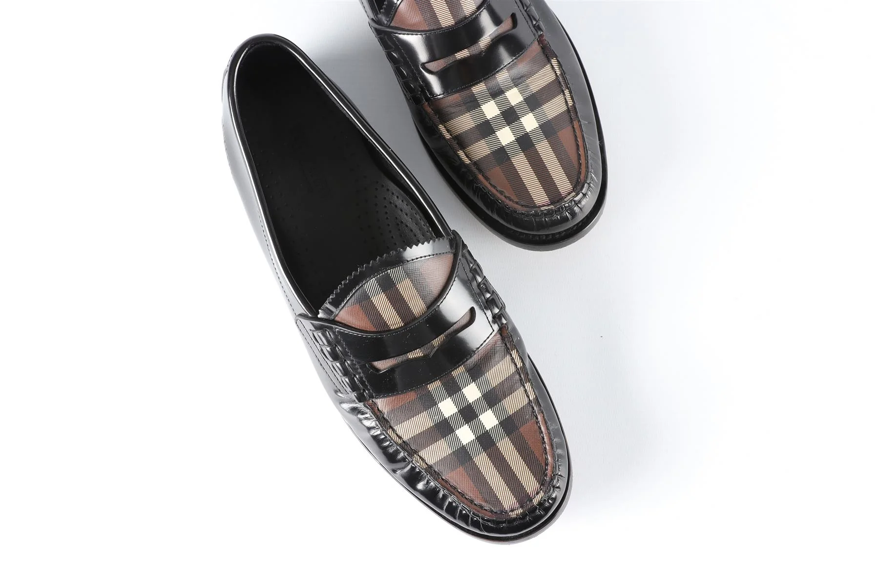 BURBERRY BLACK MEN'S LEATHER LOAFERS EU 41.5 UK 7.5 US 8.5 - Image 4