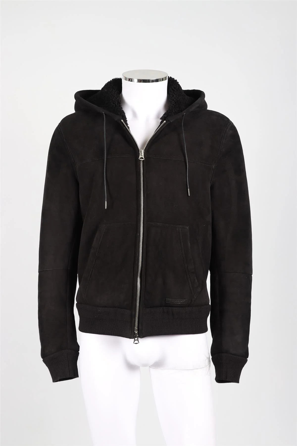 BURBERRY BRIT BLACK MEN'S SHEARLING AND SUEDE JACKET LARGE - Image 2