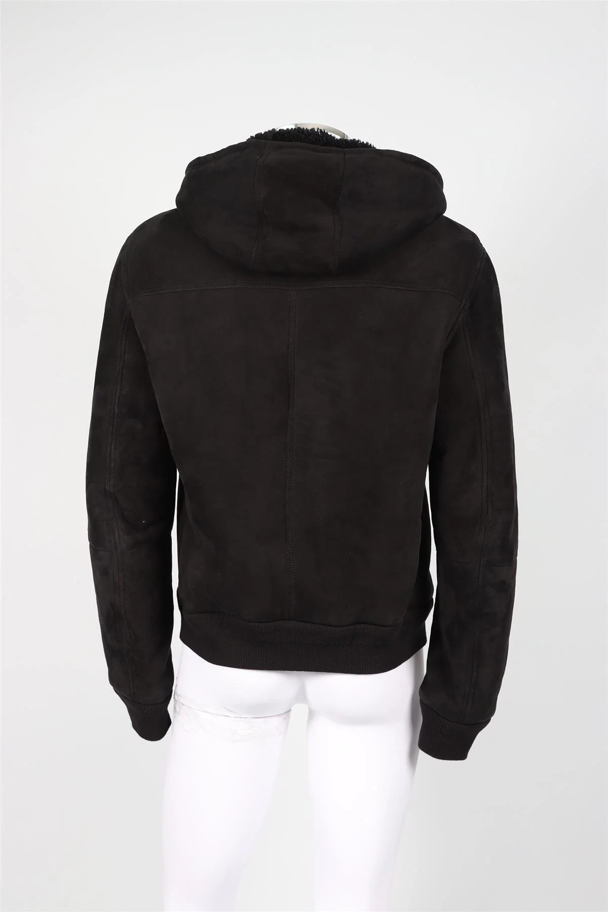 BURBERRY BRIT BLACK MEN'S SHEARLING AND SUEDE JACKET LARGE - Image 4