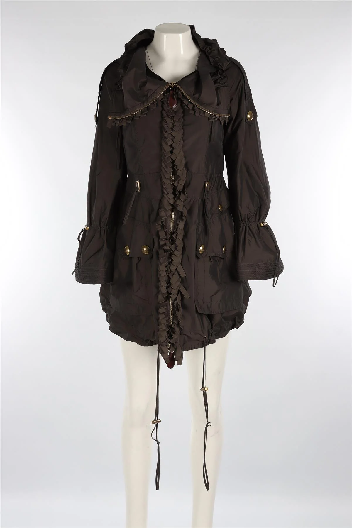 BURBERRY GREEN SHELL COAT IT 36 UK 4 - Image 2