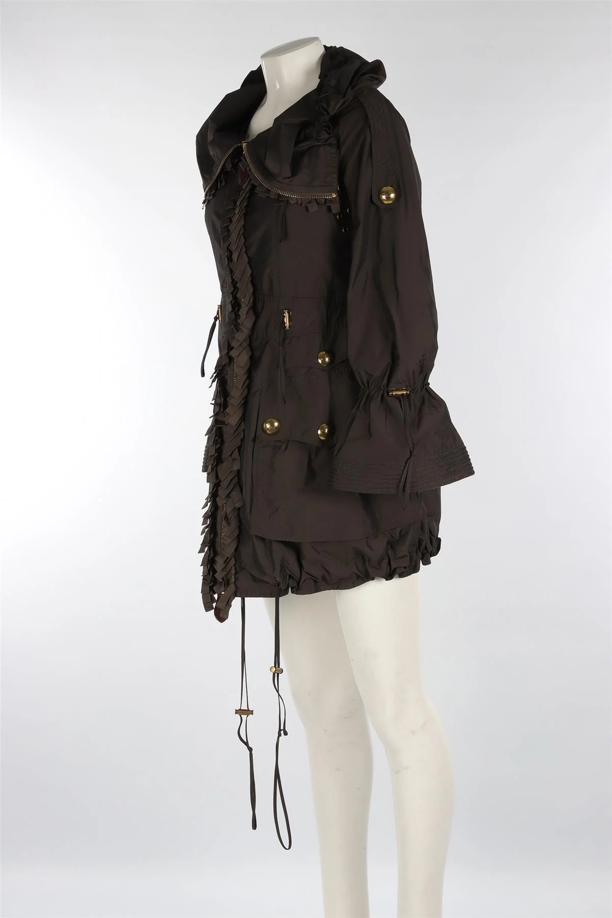 BURBERRY GREEN SHELL COAT IT 36 UK 4 - Image 3