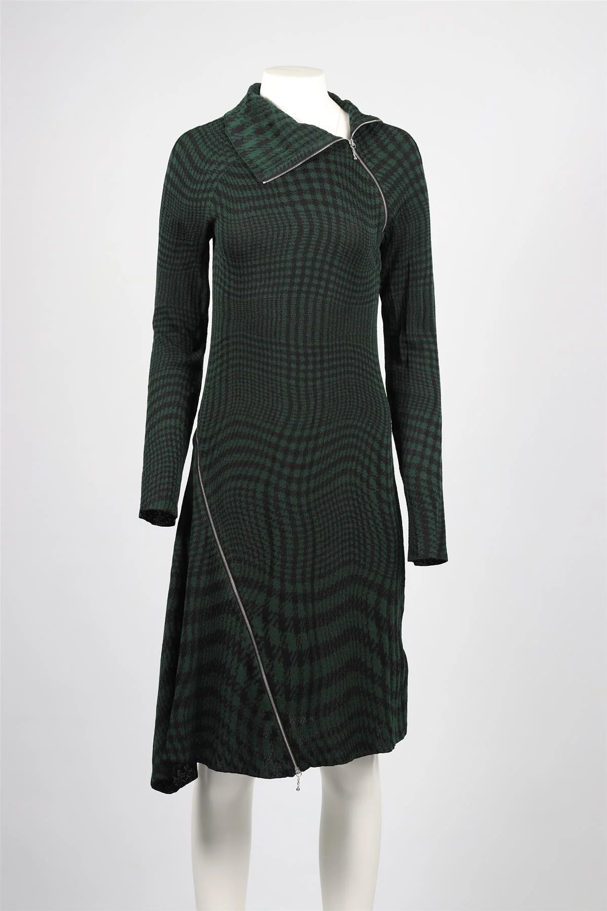 BURBERRY GREEN WOOL BLEND MIDI DRESS SMALL - Image 2