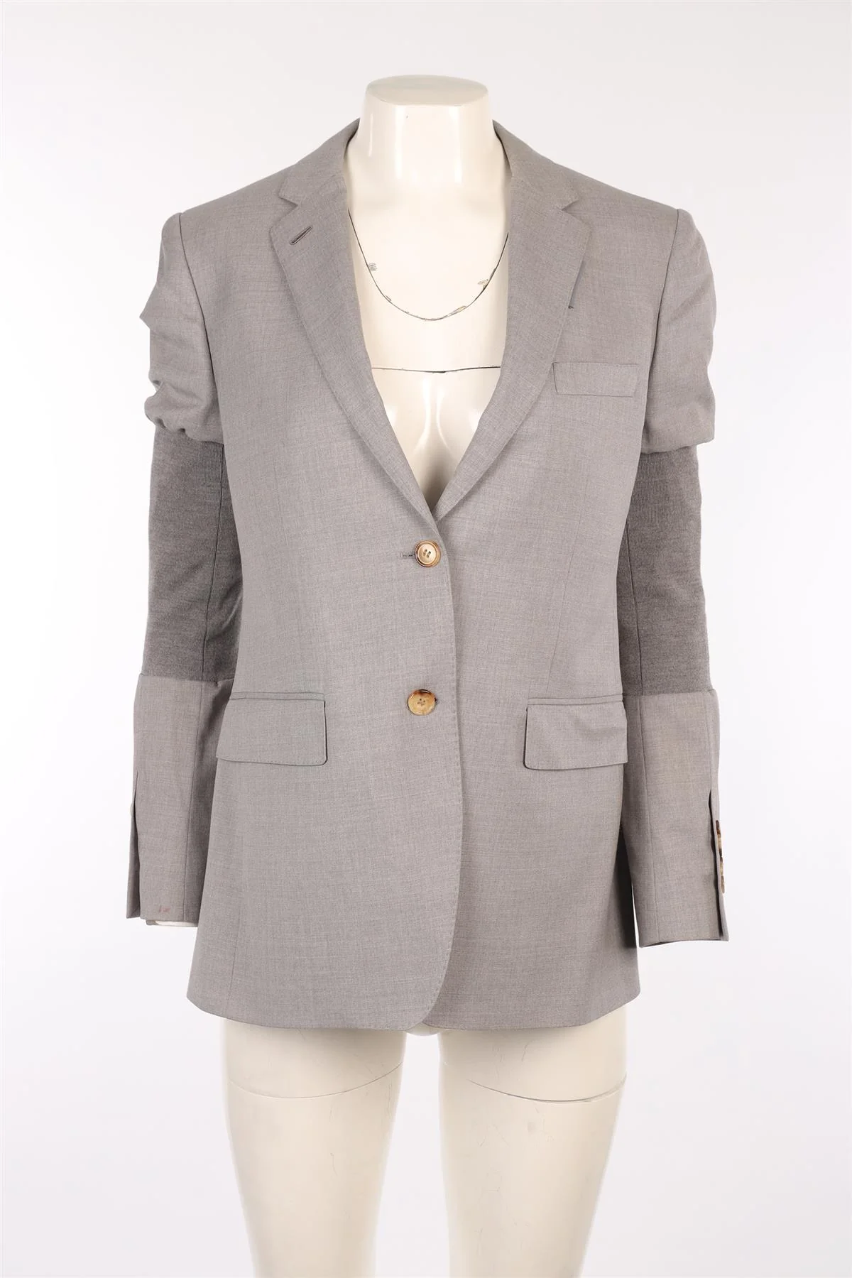 BURBERRY GREY WOOL BLAZER UK 10 - Image 2
