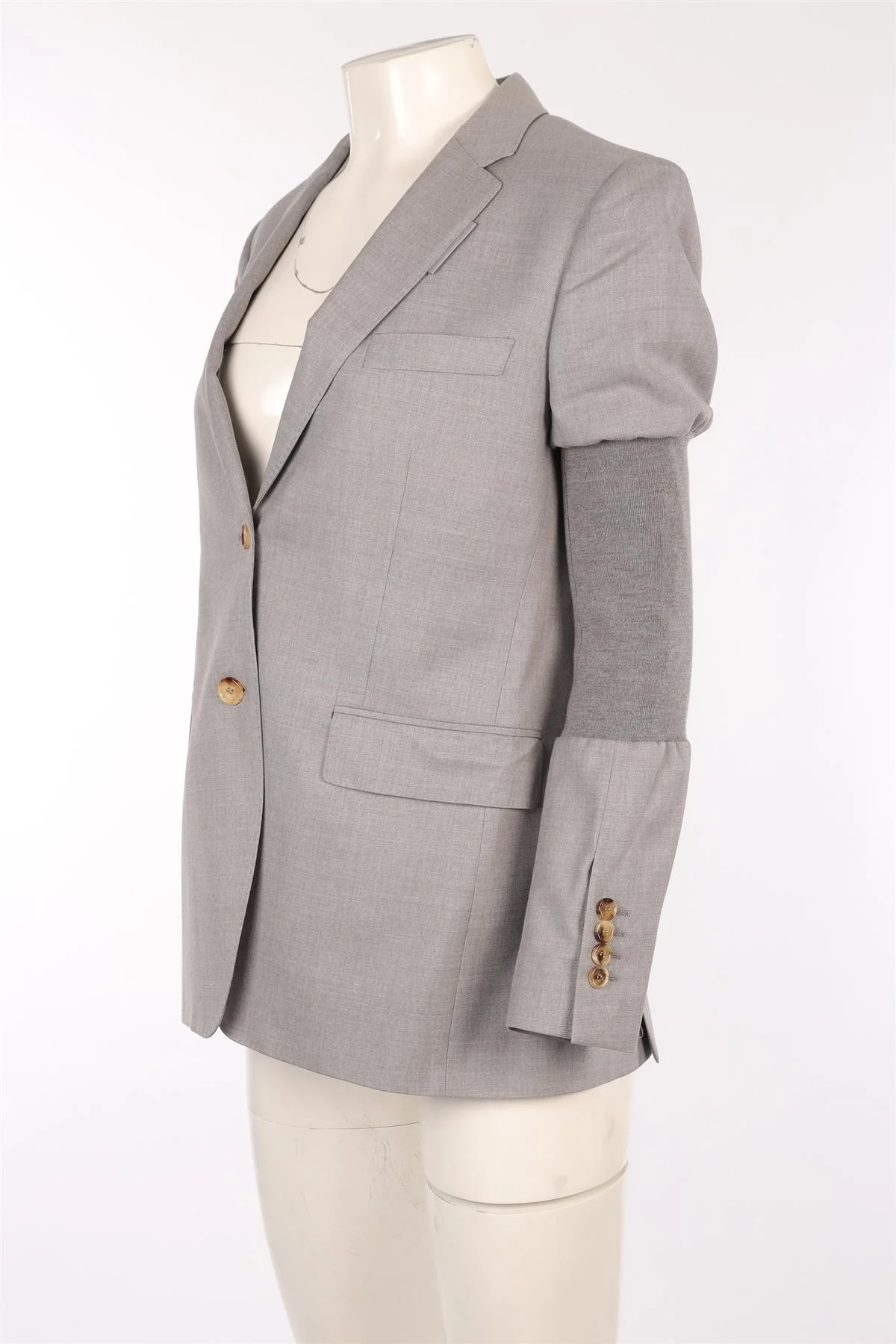 BURBERRY GREY WOOL BLAZER UK 10 - Image 3