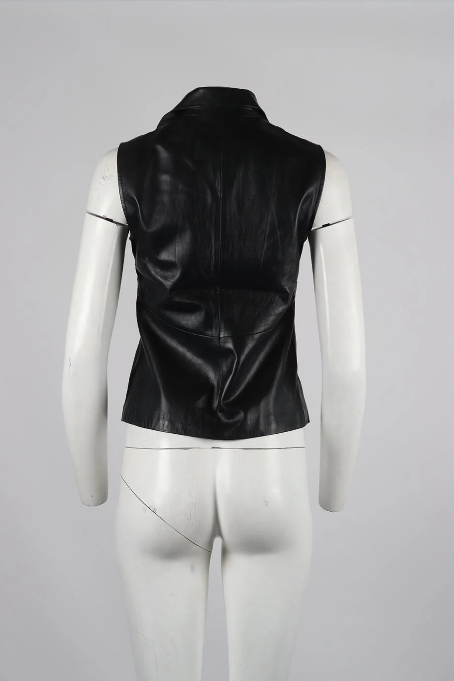 BURBERRY LEATHER GILET UK 10 - Image 4