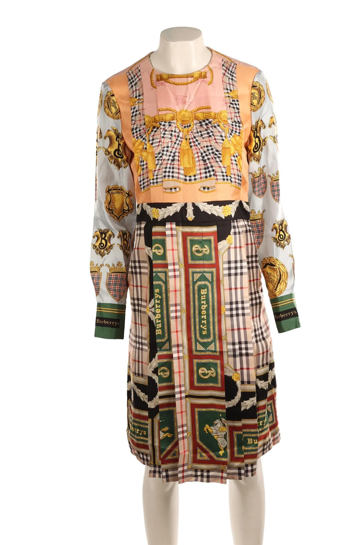 BURBERRY MULTI SILK MIDI DRESS UK 10 - Image 2