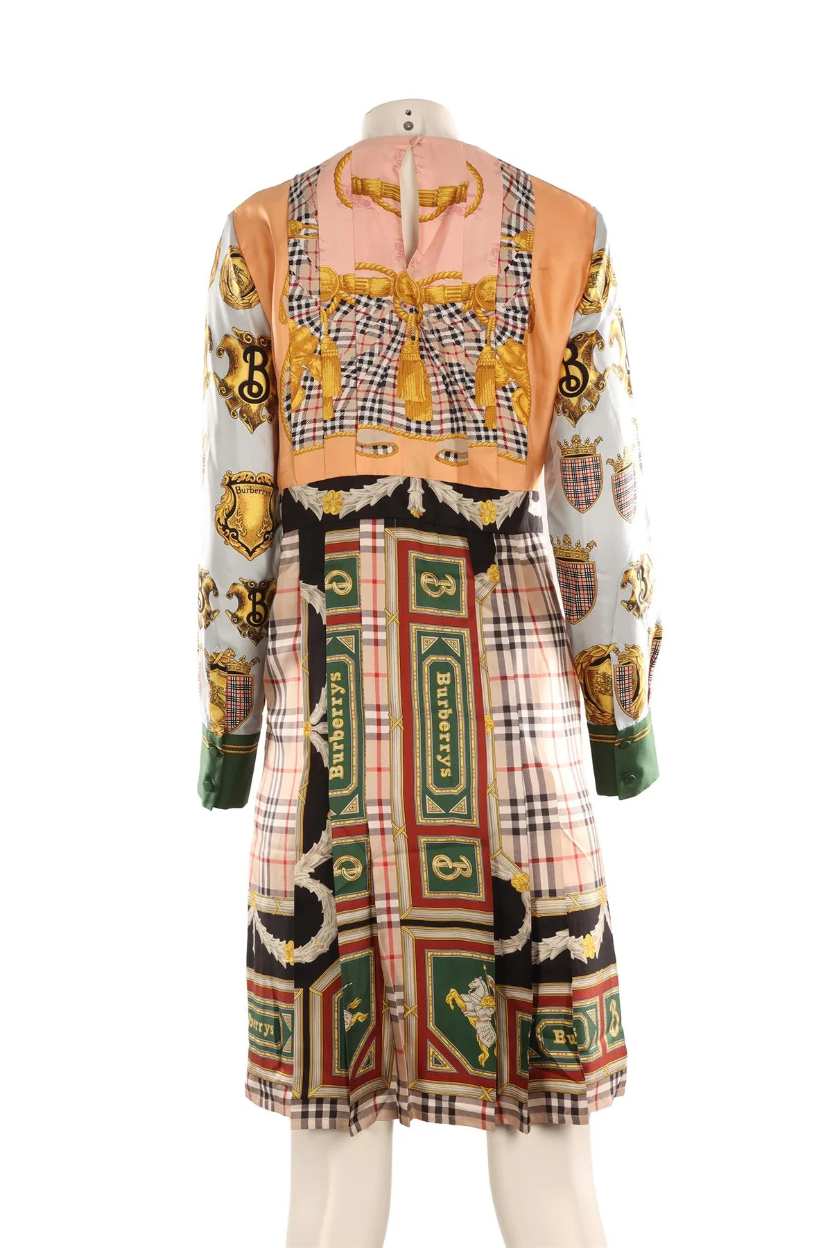 BURBERRY MULTI SILK MIDI DRESS UK 10 - Image 4