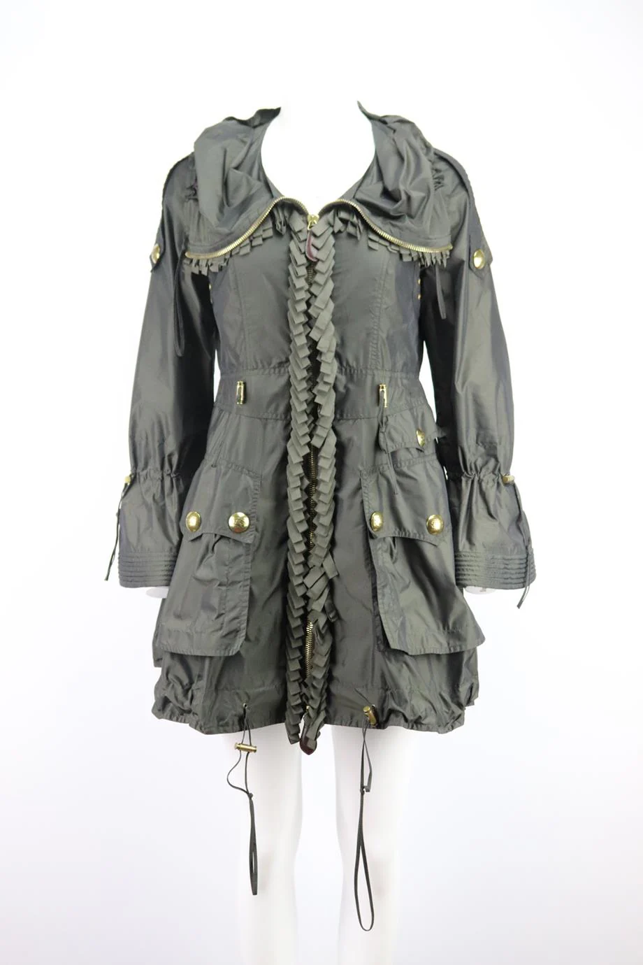 BURBERRY OVERSIZED FRINGED SHELL COAT IT 36 UK 4 - Image 2
