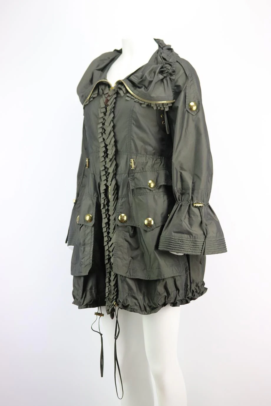 BURBERRY OVERSIZED FRINGED SHELL COAT IT 36 UK 4 - Image 3