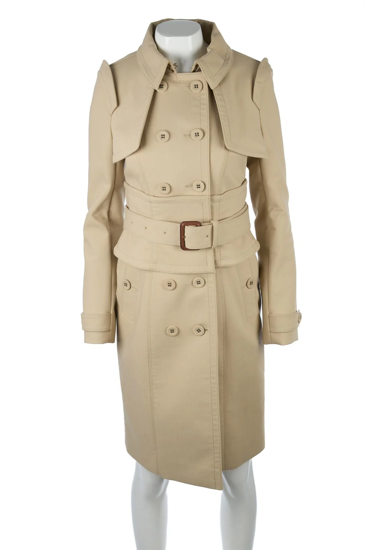 BURBERRY PRORSUM BEIGE COTTON TRENCH COAT IT 42 UK 10 - Image 2