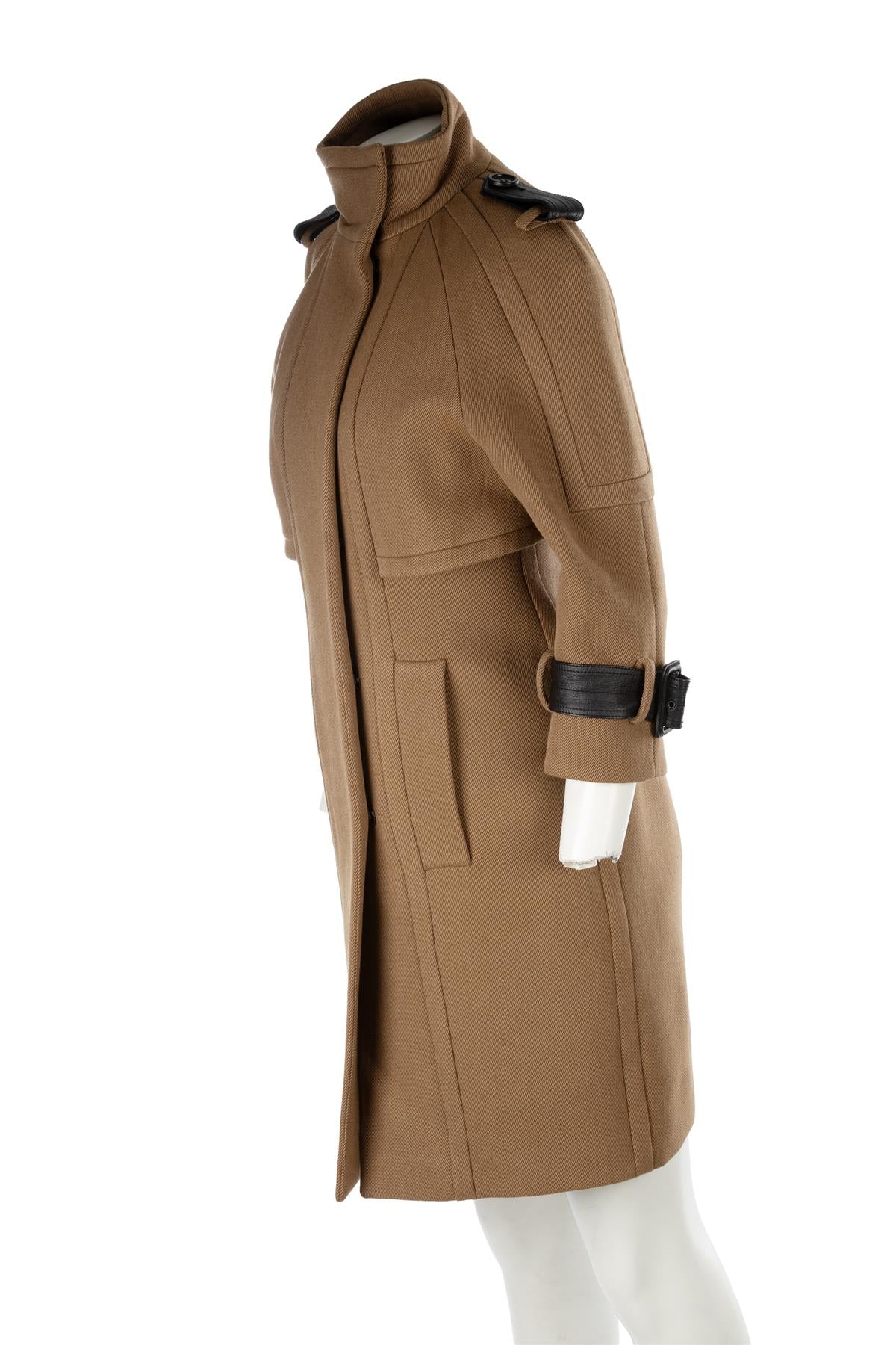 BURBERRY PRORSUM BROWN WOOL COAT IT 40 UK 8 - Image 3