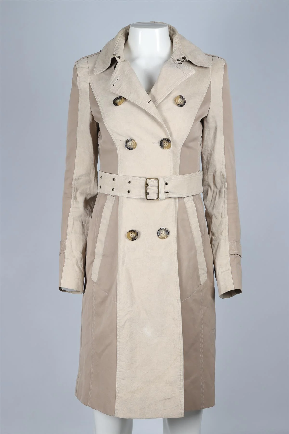 BURBERRY PRORSUM TAN LINEN TRENCH COAT FR 38 UK 10 - Image 2
