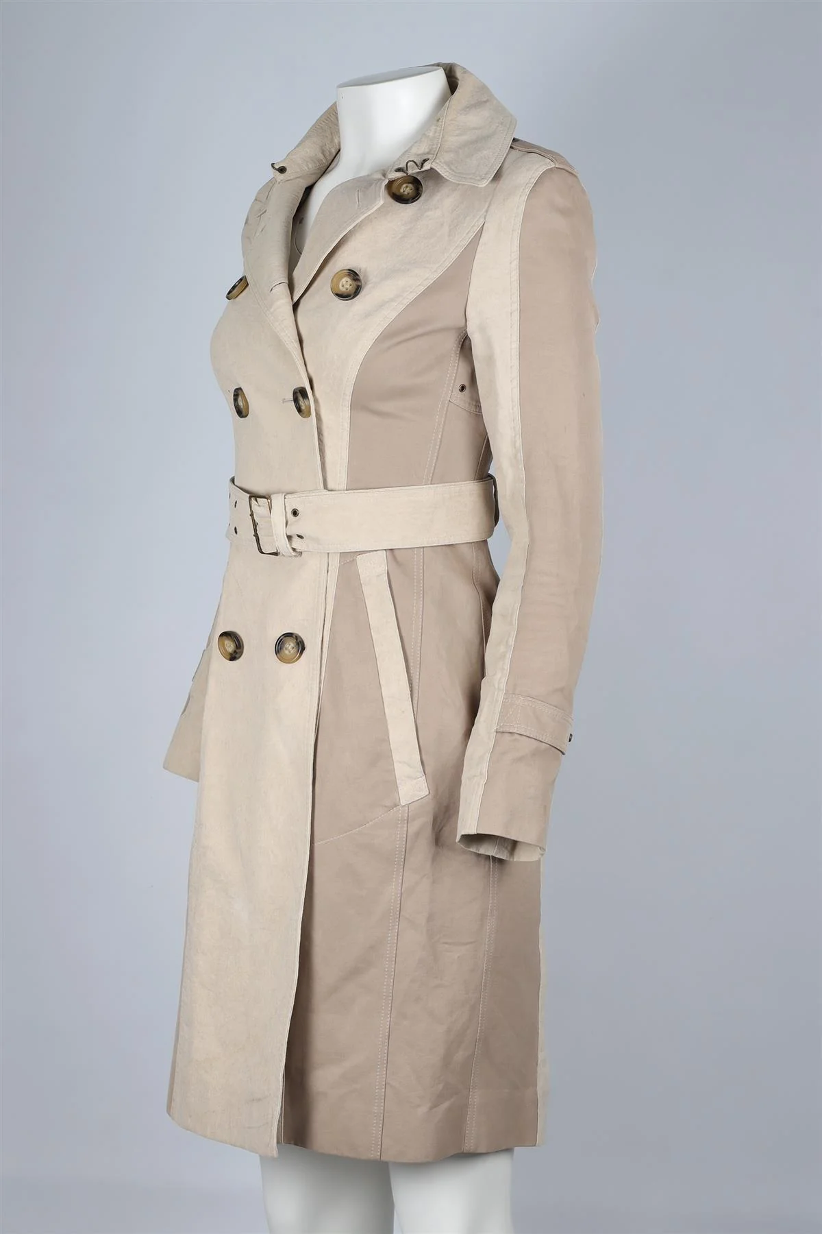 BURBERRY PRORSUM TAN LINEN TRENCH COAT FR 38 UK 10 - Image 3