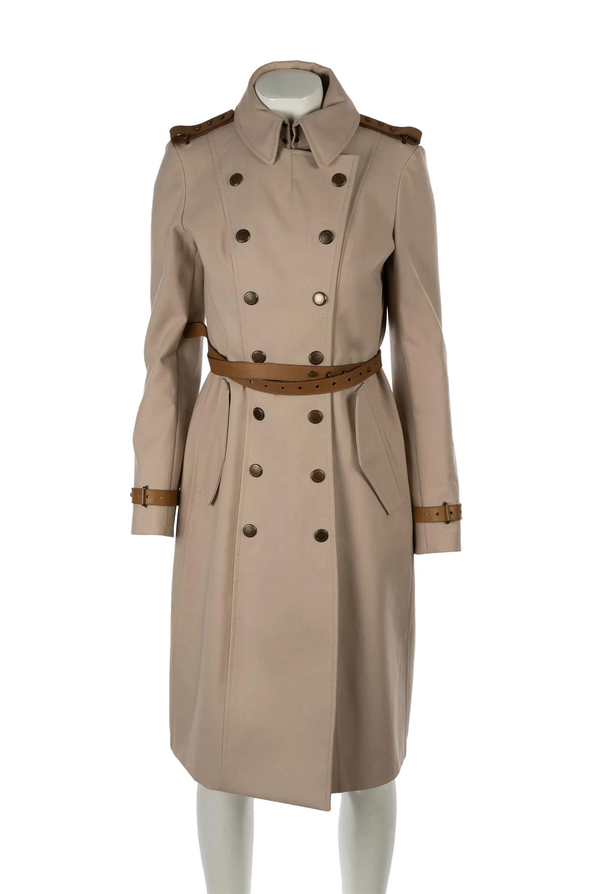 BURBERRY PRORSUM TAUPE COTTON TRENCH COAT IT 40 UK 8 - Image 2