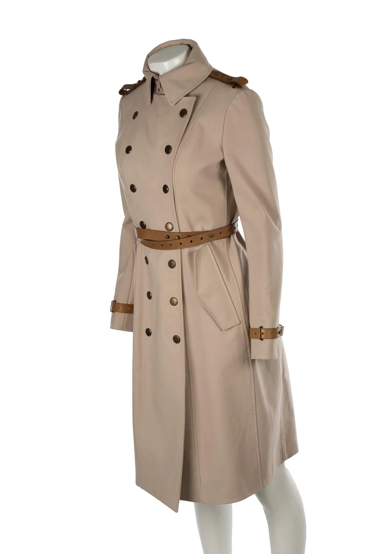 BURBERRY PRORSUM TAUPE COTTON TRENCH COAT IT 40 UK 8 - Image 3