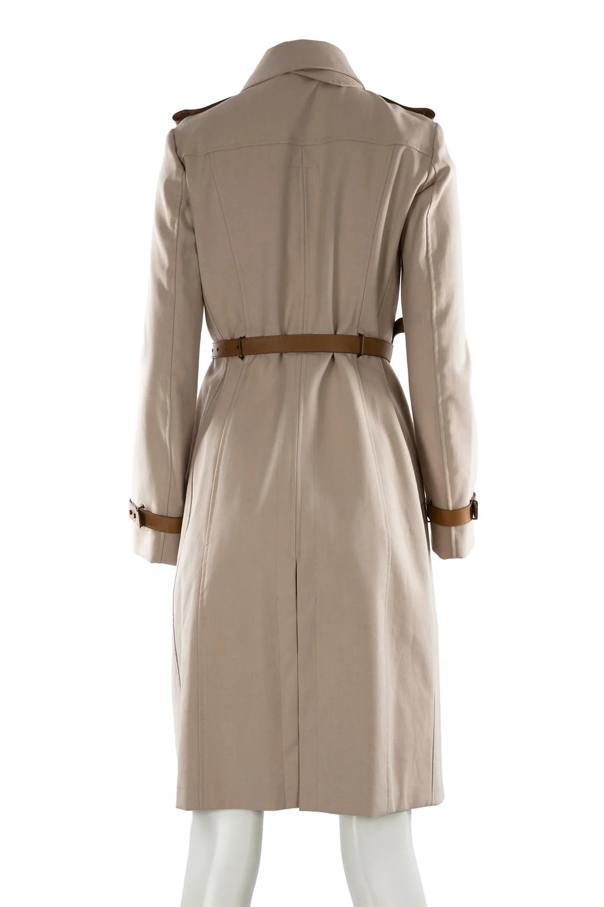 BURBERRY PRORSUM TAUPE COTTON TRENCH COAT IT 40 UK 8 - Image 4