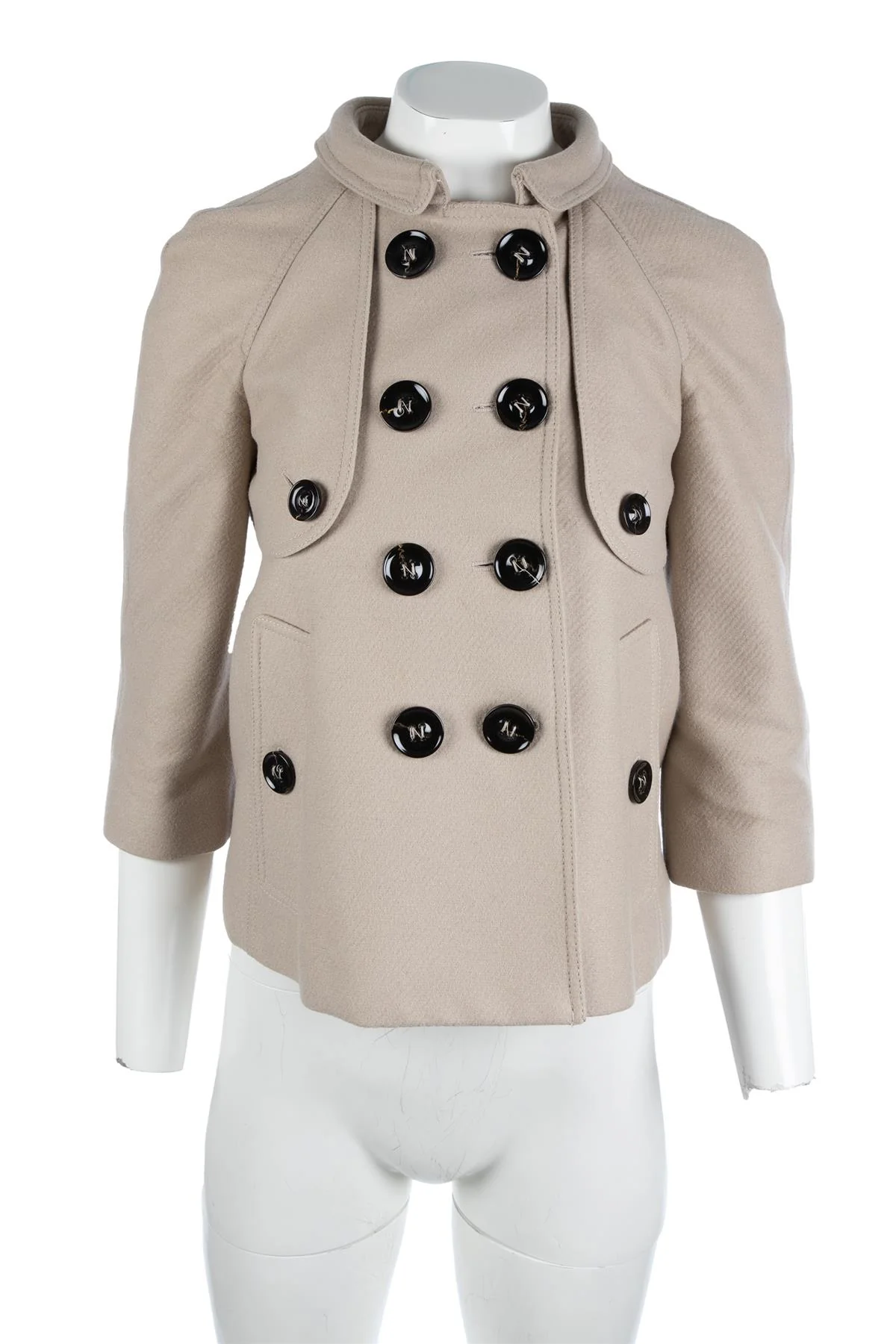 BURBERRY TAUPE WOOL JACKET UK 6 - Image 2