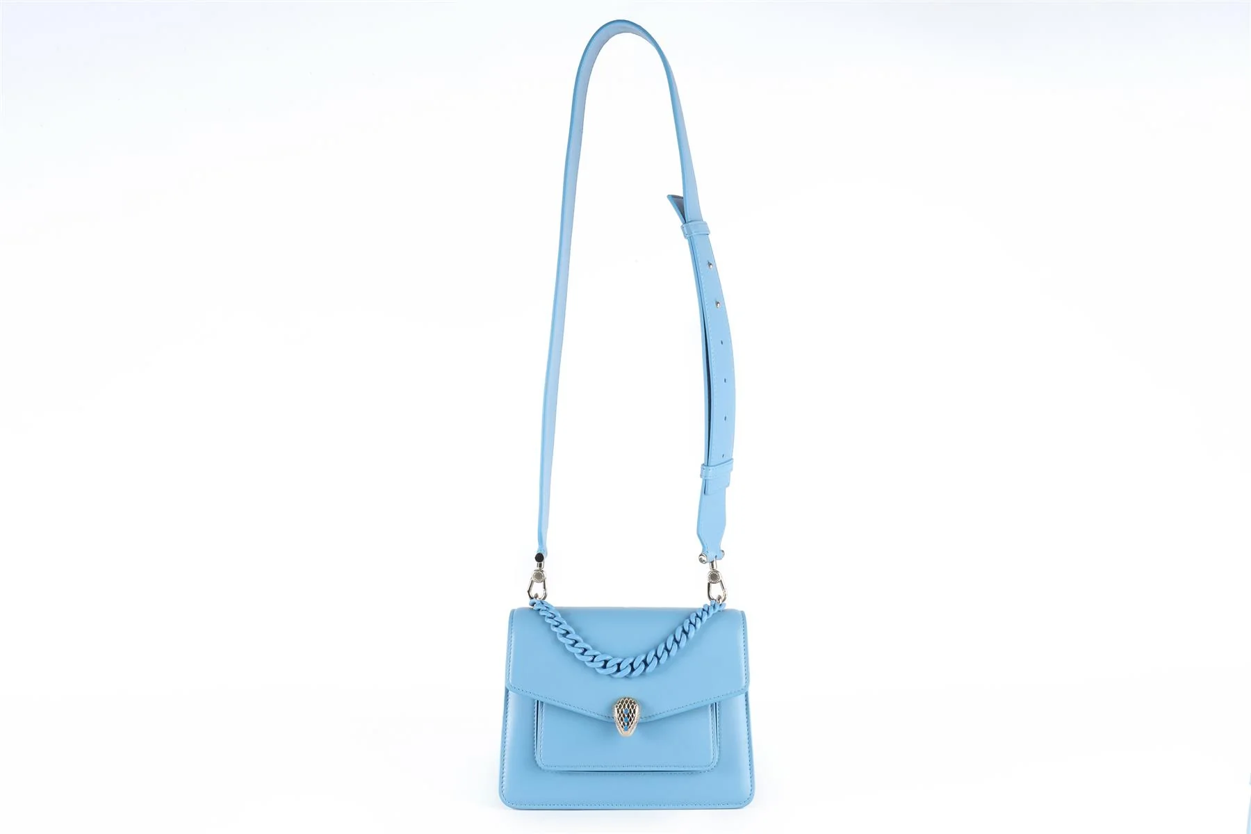 BVLGARI BLUE SERPENTI FOREVER MAXI CHAIN SMALL LEATHER TOTE BAG - Image 3