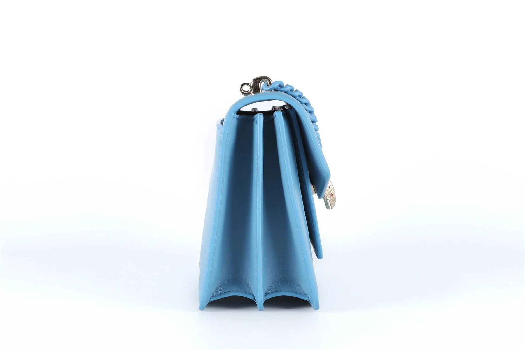 BVLGARI BLUE SERPENTI FOREVER MAXI CHAIN SMALL LEATHER TOTE BAG - Image 6