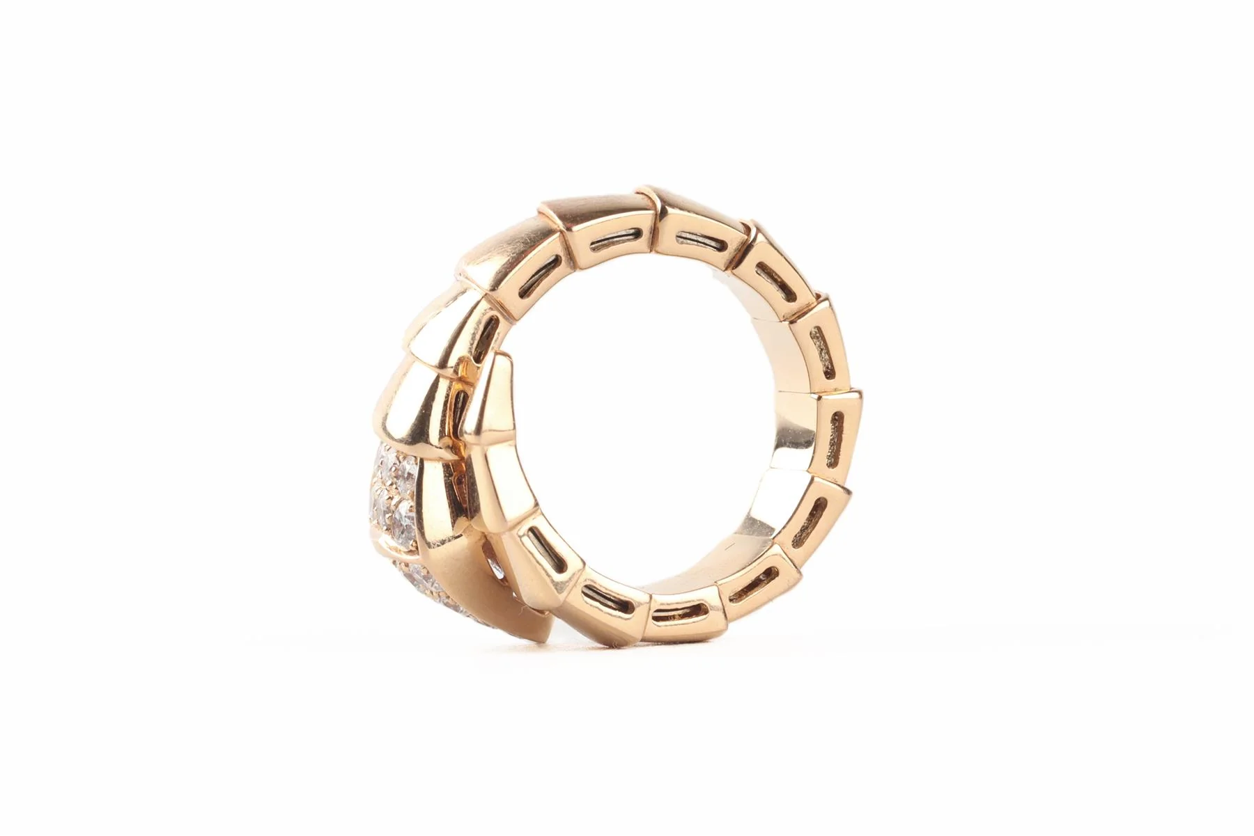 BVLGARI GOLD SERPENTI VIPER 18K ROSE GOLD AND DIAMOND RING SMALL - Image 4