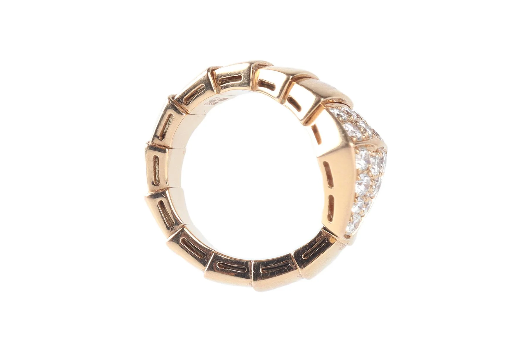 BVLGARI GOLD SERPENTI VIPER 18K ROSE GOLD AND DIAMOND RING SMALL - Image 5